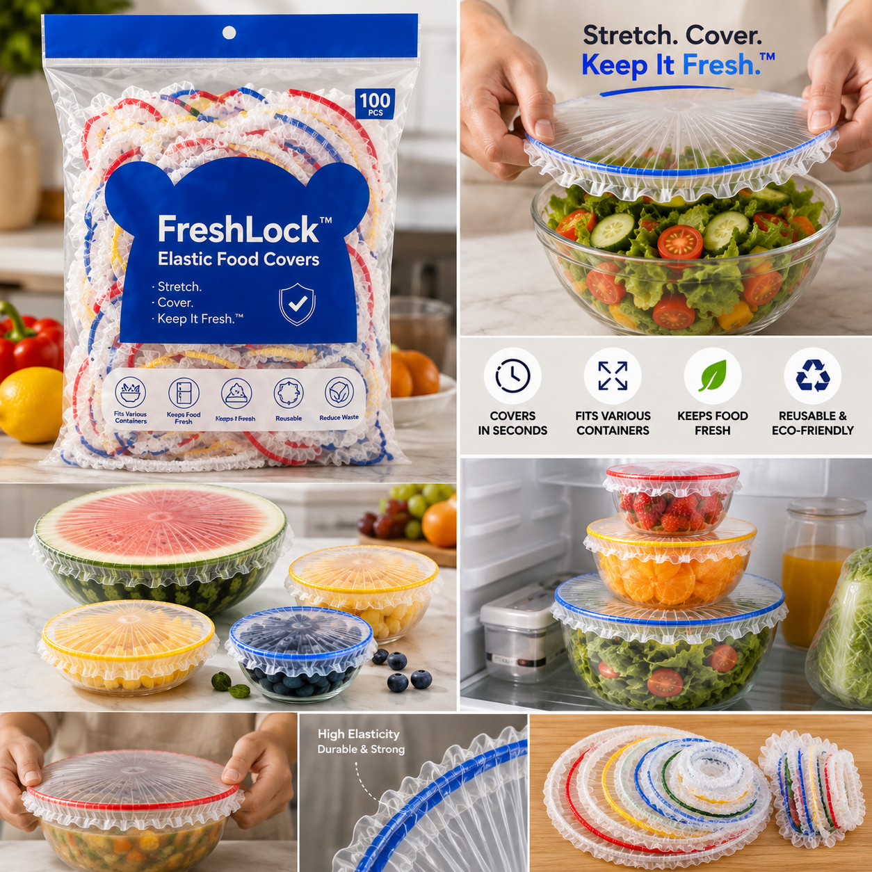 FreshLock™ Elastic Food Covers