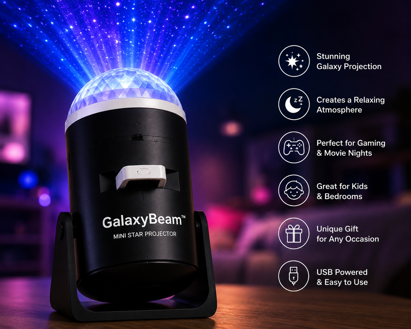 🥇 GalaxyBeam™ Mini Star Projector