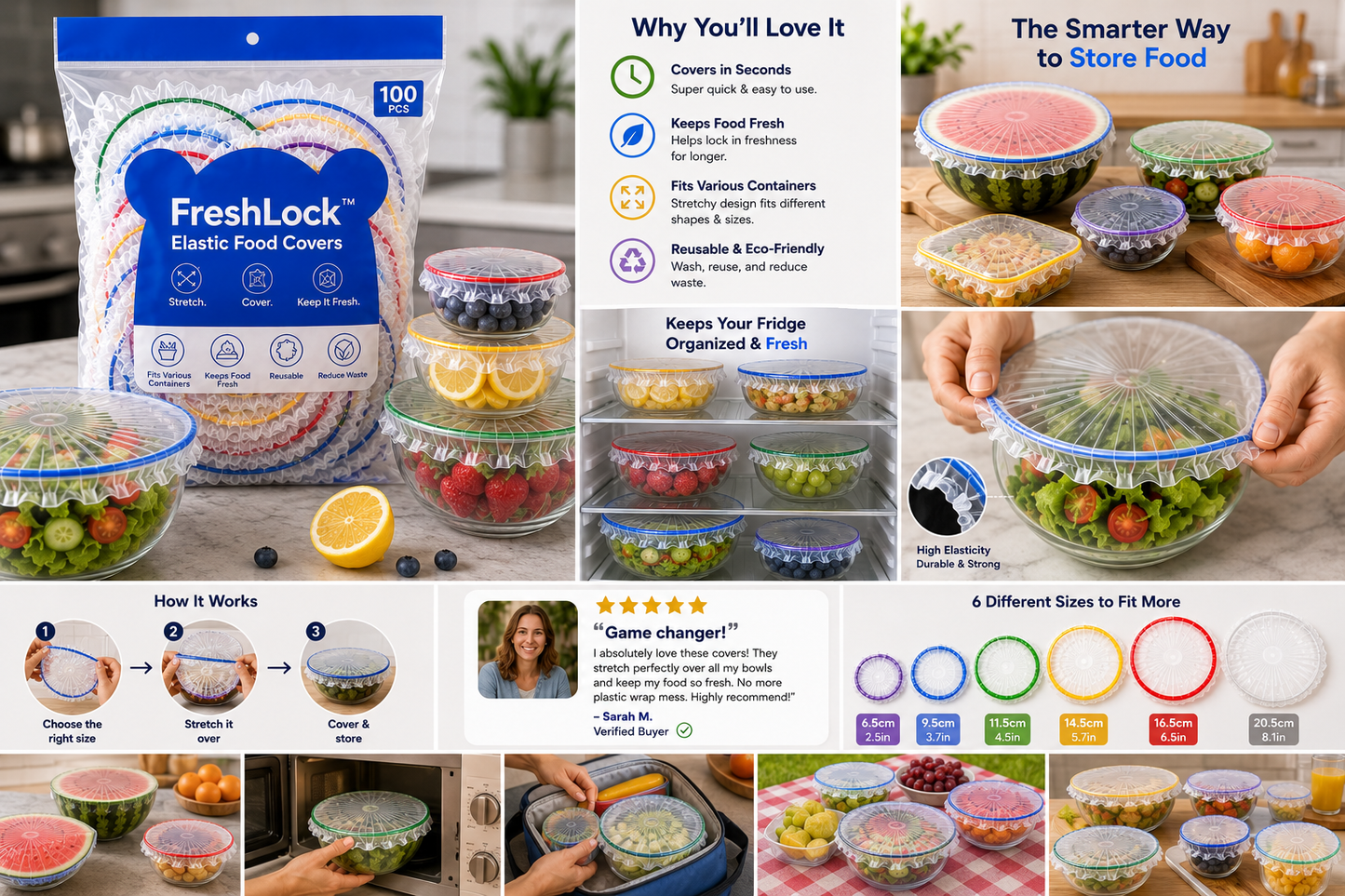 FreshLock™ Elastic Food Covers